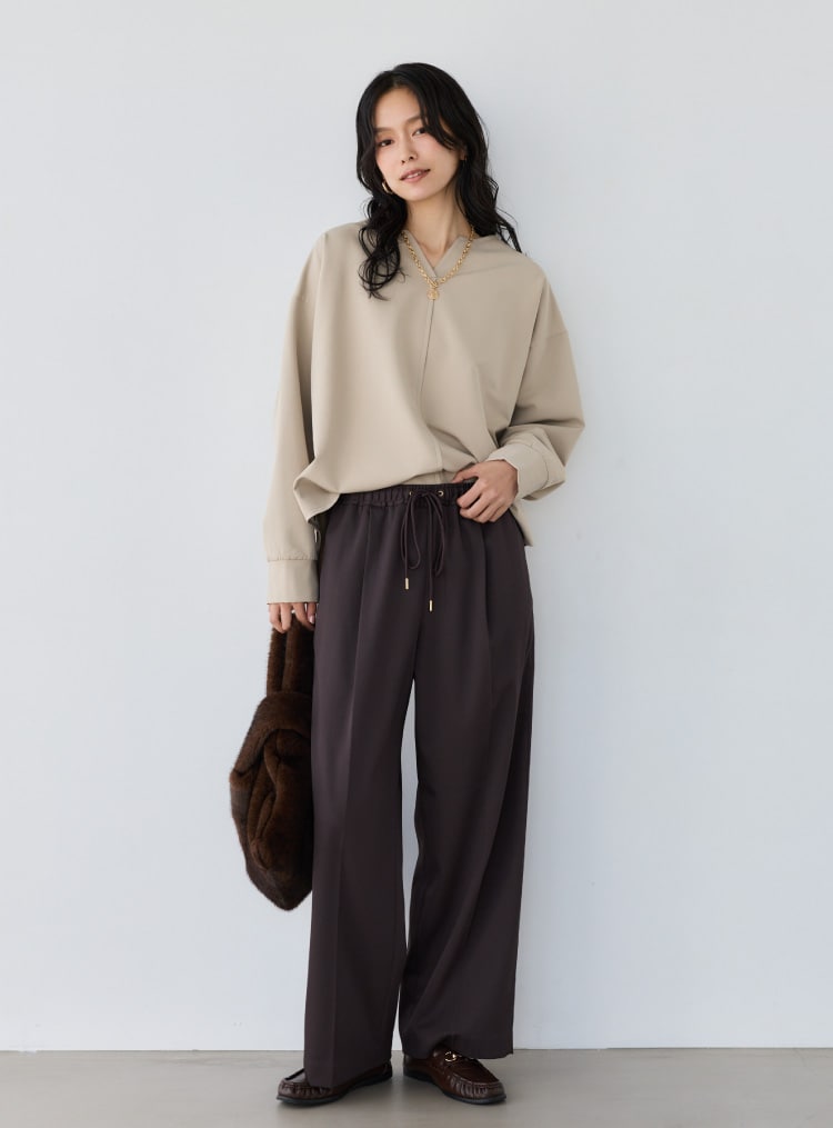 Key-neck blouse styling