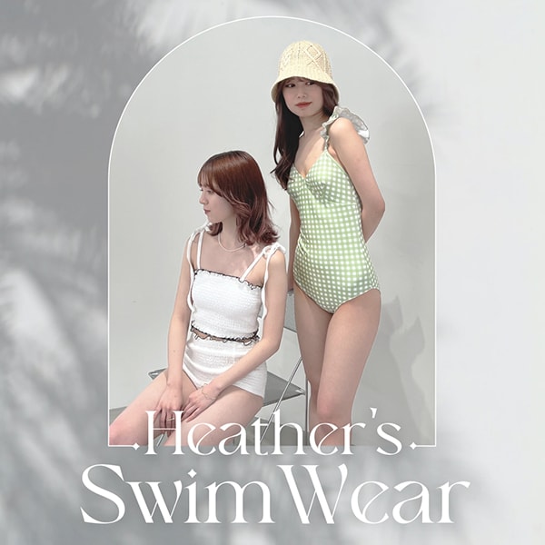 数量は多 Heather チェック ワンピース 水着