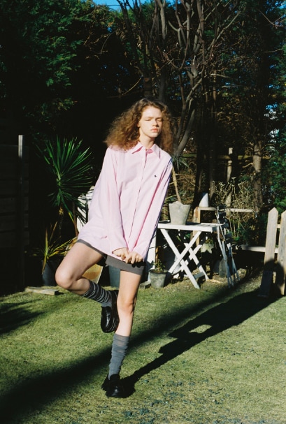 look 3. The big shirt is like my uniform.
