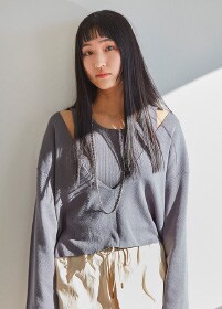 BLUE MASCARA × GRAY KNIT