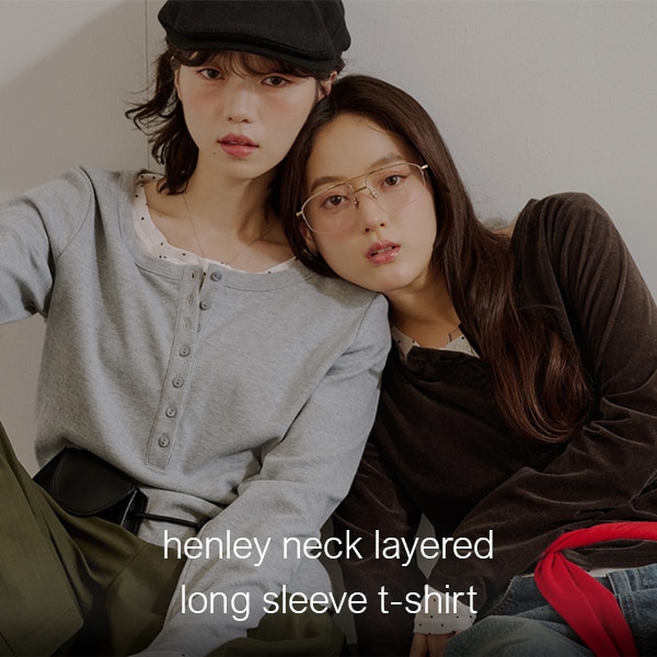 ヘンリーネックレイヤードロングTシャツ