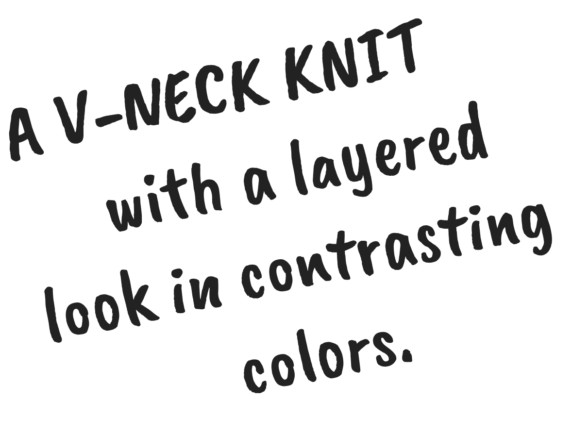 A V-NECK KNIT with a layered look in contrasting colors.