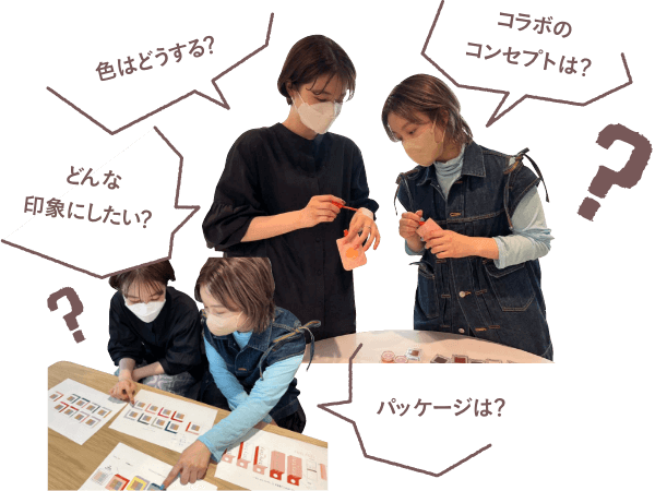 色はどうする?コラボのコンセプトは?どんな印象にしたい?パッケージは?