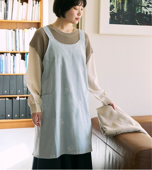 フラワー刺繍バッククロスエプロン