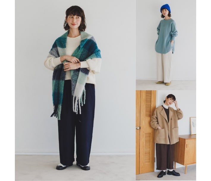 お手入れらくらく ワイドストレートパンツ